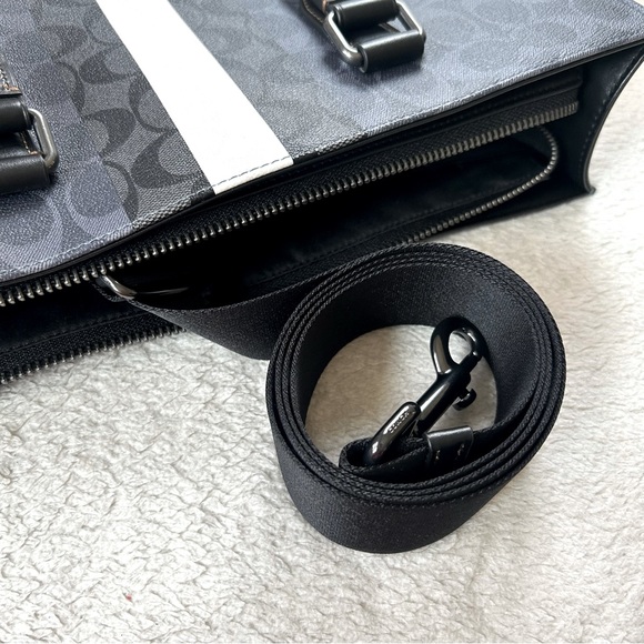 NWT COACH Men’s Signature Web Tall Tote Bag Black & Gray - Picture 10 of 13